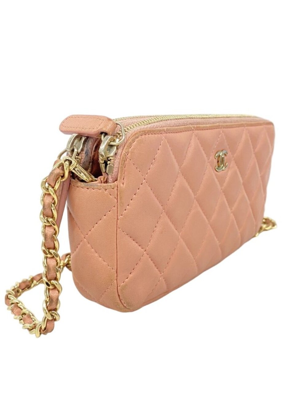 Chanel Shoulder Bag Quilted Lambskin Pink Champagne Gold - Picture 2 of 10